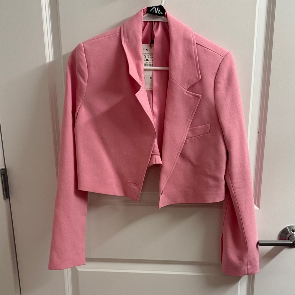 Zara Vibrant Pink Cropped Blazer